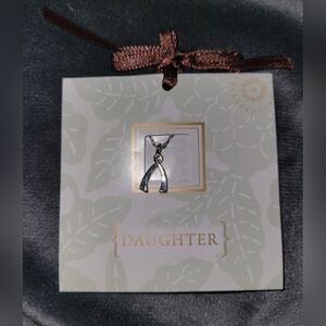 Easter Basket Stuffer Daughter Charm Necklace Sterling Silver 18 Chain Wishbone